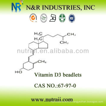 Fournisseur fiable Vitamine D3 Beadlet 100,000IU / g CAS # 67-97-0